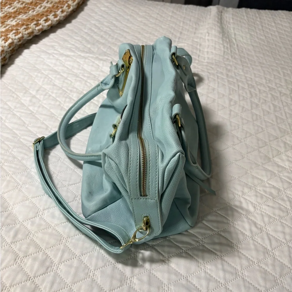 Steve Madden Light Blue/Mint Shoulder Bag Purse with Gold Hardware - Picture 6 of 16